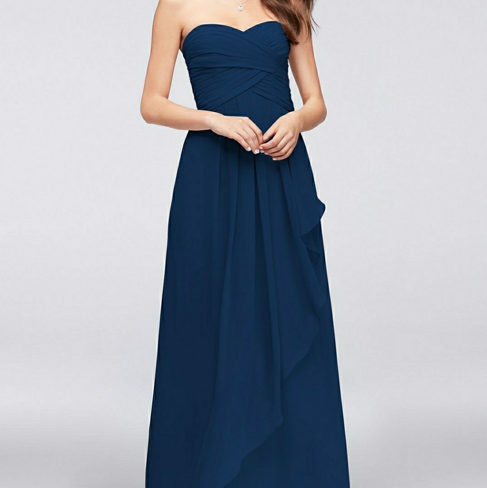 David's Bridal Floor Length Navy Dress